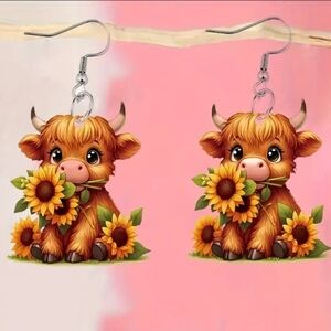 New cute women's boho farm cow dangling resin design fashion earrings